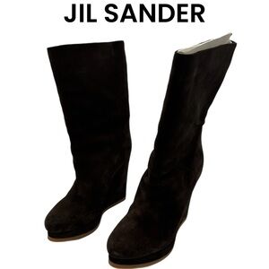 Jil Sander Brown Suede Wedge Boots EU 40